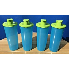 TUPPERWARE TUMBLERS  with FLIP TOP LIDS 16oz SET OF 4 Green Color New