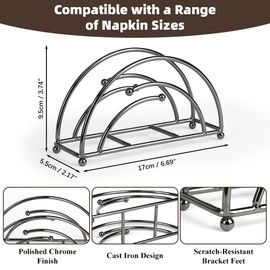 Zoyiancy Napkin Holder for Dinner Table, Metal Decor Paper Napkins Holder, Modern Napkin Dispenser for Countertop Kitchen Bar(Black)
