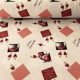 Kt KILOtela - Printed Twill Fabric - Digital Print - 100% Cotton - 280 cm Wide - by Half metre | Apples and Blackberries