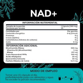 NAD+ | NR Nicotinamida Ribosa con Trans-Resveratrol 99%, Ácido Alfa Lipoíco, Extracto de Quercetina | Calidad Quotidien | 1 mes