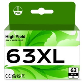 63XL Ink Cartridges for HP Ink 63 63XL Fit for OfficeJet 3833 3834 4650 4652 4654 4655 4656 4657 4658 5255 5258 5200 Envy 4512 4520 DeskJet 2130 2132 3630 Printer (1 Black)