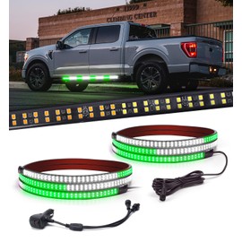 Xprite 2PCS 70 Inch Running Board Lights, 864 LED Emergency Strobe Light Strip, Truck LED Light Strip, Flexible Waterproof Running Board Emergency Lights for Trucks Pickup SUV Jeep – White & Green