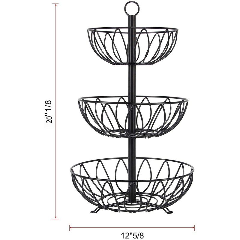 Rice rat 3-Tier Fruit Bowl Metal Wire Fruit Basket Bread