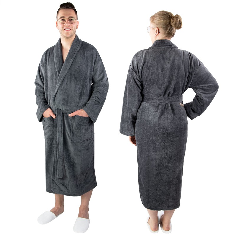 ZOLLNER Velour Bathrobe Unisex Cotton Blend 348, graphitegray, S