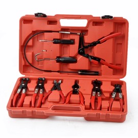 Autopartszone ⭐9PCS Hose Clamp Clip Plier Set Swivel Jaw Flat Angled Band Automotive Tool Set⭐