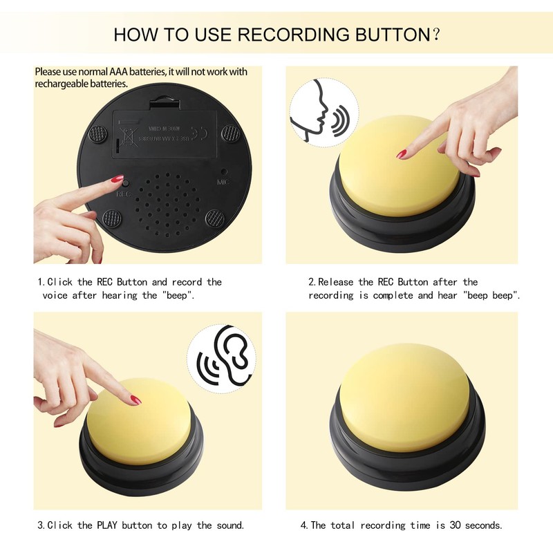 Voice Recording Button, Dog Buttons for Communication Pet Training Buzzer,