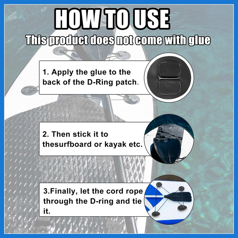 VekAuto 6pcs 6cm Black D Ring Patch PVC Stainless Steel