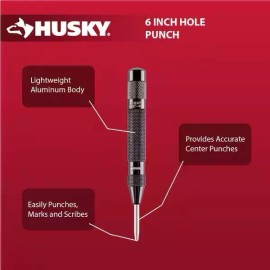 Husky 6 In. Automatic Spring Loaded Center Hole Punch | Husky Punches Aluminum Body