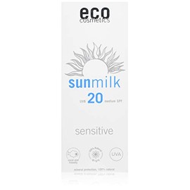 eco cosmetics eco sun lotion, sensitive, SPF 20+, waterproof, vegan, without micro-plastic, natural cosmetics for face and body 1 x 75 ml