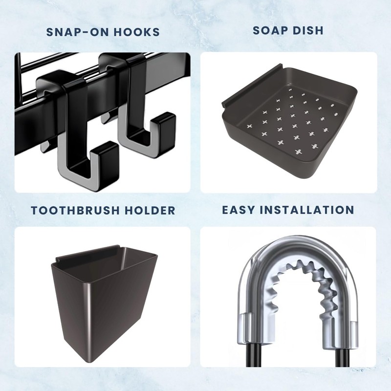 Sben Hanging Rustproof Shower Caddy with Soap Dishes and Toothbrush