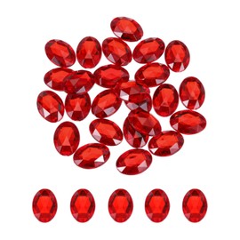 MECCANIXITY 25Pcs Acrylic Oval Gems 18x25 mm Flat Back Artificial Rhinestones for DIY Crafts Bead Wedding Party Face Painting Jewelry Making Red