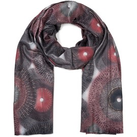 styleBREAKER 01017151 Women's Scarf with Graphic Ethnic Pattern and Metallic Details, Warm Winter Stole Multi-Coloured, Grey Dusky Rose