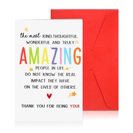 Cute Thank You Card for Kindest Person, Colorful Thank You Card with Envelope for Friends Family Lovely Appreciation Card for Teachers Classmates Graduation Bridal Shower