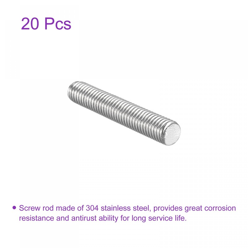 sourcing map 20 Pack M8 x 50mm Fully Threaded Rod