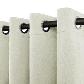 Easy-Going Linen Look Blackout Curtain 84 Inch Length Grommet Window Curtain Drapes for Bedroom, Living Room Thermal Insulated Room Darkening (Set of 2 Panels, Beige)