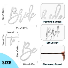 Wooden Bride to Be Sign, 14 x 29 inches, Silver Wedding Decoration, Bridal Shower Party Supplies