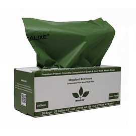 Mogalixe Compostable Trash Bags - 33 Gallon (20 Count) - Unscented - Certified Compostable