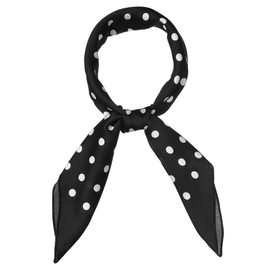Allegra K Women's Silk Scarf, Square, 27.6 inches (70 cm), Polka Dot, Square Scarf, Neckerchief, Hair Decoration, Office, Uniforms, Black