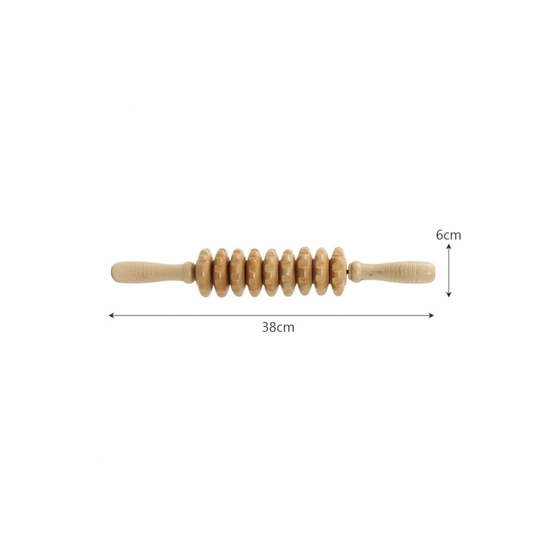 Wooden acupressure roller massage stick