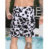 LISAINMAY Cow Print Mens Swim Trunks with Compression Liner Swimming