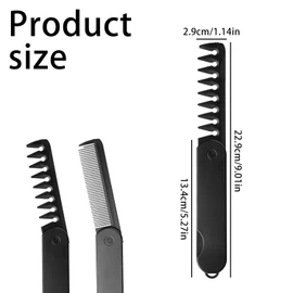 Tabanzhe Folding Pocket Comb 2-in-1 Portable Travel Comb for Men with Fine Tooth & Wide Tooth Styling Combs for Hair Beard Mustache Grooming and Combing