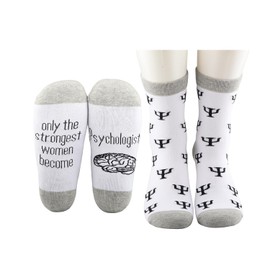 MBMSO 2 Pairs Psychology Socks Mental Health Gift for Psych Doctor Socks Only the Strongest Women Become Psychologists Socks (Psychology Socks)