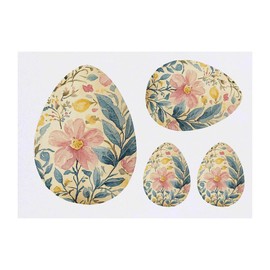 4 x 'Floral Easter Egg' Temporary Tattoos - Water Resistant, Skin-Safe, Non-Toxic Transfers, Mixed Sizes (TO00084566)