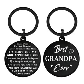to My Grandpa Gifts - Best Grandpa Ever Keychain - Best Grandpa Gifts - Birthday Father's Day Christmas Keychain Gifts for Grandpa from Granddaughter Grandson