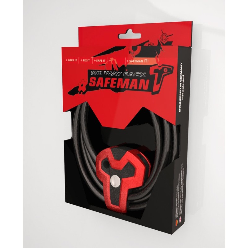 Safeman T-Shirt Multi-Functional Combination Cable Lock – Black/Red, 185 x