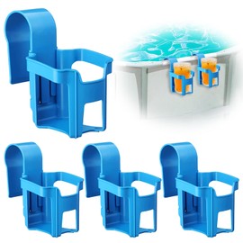 Keaistar Drink Holder Pool Pack of 4 Plastic Drink Holders Pool Edge Above Ground Pool Cup Holder Multifunctional Pool Accessories Drink Hanging Cup Holder for Most Swimming Pools (Blue)