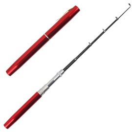 Mini Pen Fishing Pole Telescopic Fishing Rod Portable Pocket Aluminum Alloy Rod Pen Carbon Fiber Collapsible Fishing Pole for Outdoor Saltwater Freshwater(Red, 1.6M)