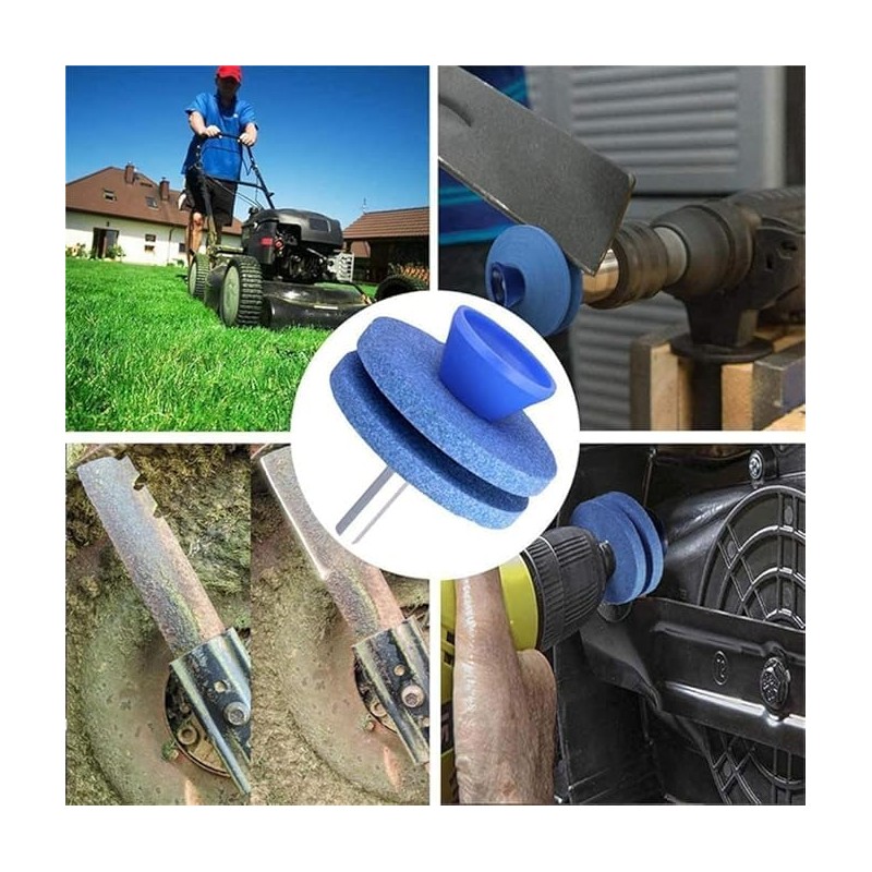 4Pcs, Blue,Lawnmower Dull Blade Sharpener, Upgrade Double Layer Lawn Mower