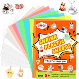 Shrinky Dink Sheets Colorful,25PCS Shrink Plastic Sheets,Shrinky Dink Paper,Shrinky Art Pape,Shrinky Dink Kits for Kids DIY DIY Mothers Day Gifts Ornament Crafts,Easy to Use(7.9x5.7in/20x14.5cm)
