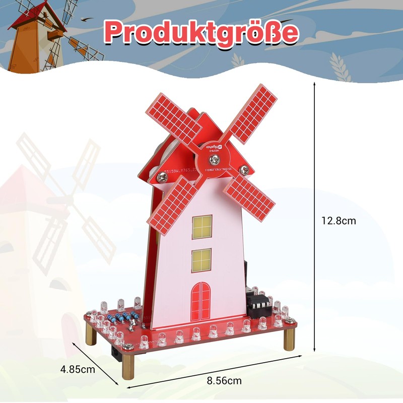 DIY Windmill Soldering Kit, ElektoLoter LED Windmill Electronic Construction Kit