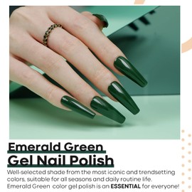 modelones Gel Nail Polish, 1 Pcs 15ML Emerald Dark Green Color Gel Polish Soak Off LED Nail Polish Gel Professional Salon Manicure Home DIY, 0.5 Fl Ounce