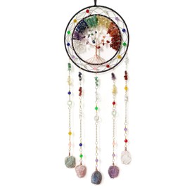 RAGKUU Colorful Tree of Life Dream Catcher with Stone Pendant