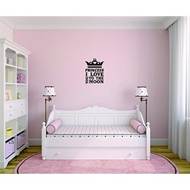 Decal - Peel & Stick Wall Sticker : Crown Princess I Love You to The Moon Girls Kids Teen Bedroom Home Decor Picture Art Size :20 Inches x 40 Inches