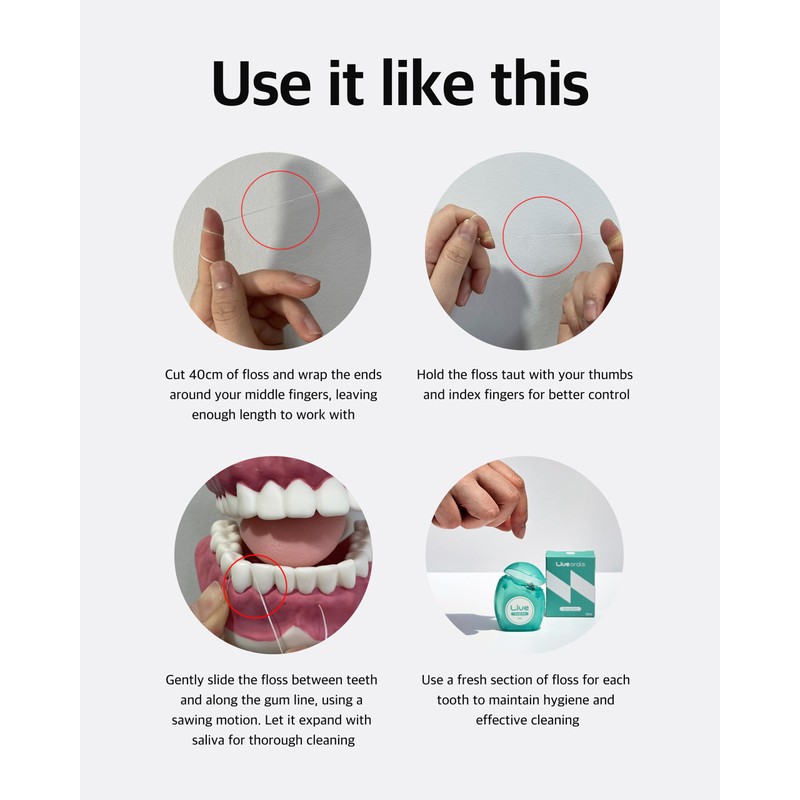 LiveOrals Live Sponge Dental Floss 164ft (50m) Pack of 6