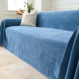 MINIWILL Durable Pet Friendly Herringbone Sofa/Couch Cover (Ocean Indigo, 90"x134")