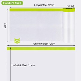 Yudahgan Pre-Taped Masking Film-55inx65ft Tape and Drape Painters Paper Rolls, Plastic Painting Film for Automotive Painting Covering （Masking Film:6rolls,Tape:3rolls）