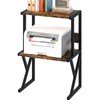 aboxoo Desktop Printer Stand with 3 Tier Wood Storage Shelves,Under