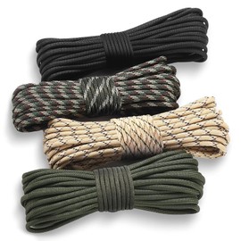 FINEASY 4 Pieces 60 m Paracord 550 Rope Nylon Cord, Survival Paracord Set, 4 mm Cord Rope, 7 Core Strands, Kite Cord, Paracord Bracelet, Accessories Ropes, Cord Cord, Tear-Resistant and Durable