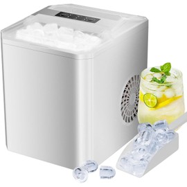 Ice Maker Countertop, Portable Self-Cleaning Ice Machine, 9 Cubes Ready in 6 Mins 26lbs/24Hrs, 2 Sizes of Bullet Ice for Home Kitchen Office Bar Party