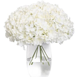 Tifuly - Hortensias artificiales con tallos, 12 piezas, hortensias de seda artificiales para centro de mesa, boda, fiesta, decoración de baby shower (Color blanco).