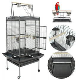 SEGAWE Large 68" Bird Pet Cage Large Play Top Parrot Finch Cage Macaw w/3 Doors &Wheels