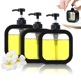 QICHEN Dispensador de jabón con Bomba，3Pcs Dispensador de Jabón，Botella dispensadora de plástico Transparente，Botellas de Bomba rellenables Antidesliz