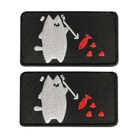 EmWoot 2PCS Blackbeard Edward Patches Cat Fork Fish Patches Pirate Flag Patch Embroidered Tactical Morale Patch Hook and Loop