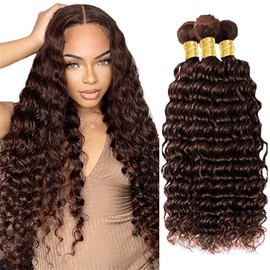 Labamiya Human Hair Bundles 20 22 24 Inch Chocolate Brown 4# Deep Wave Bundles Human Hair 12A Unprocessed Soft Sewn In Wave Hair for Black Women with Double Weft