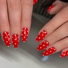 24Pc Short Press on Nail Stickers for Women, French Polka