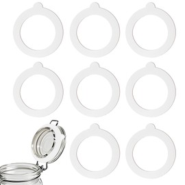 8 Pieces Rubber Seals Rings for Glass, Airtight Silicone Replacement Gasket for Jars, Leakproof Silicone Gasket Sealing Rings for Mason Jars, Elastic and Fits Most Sizes (White)